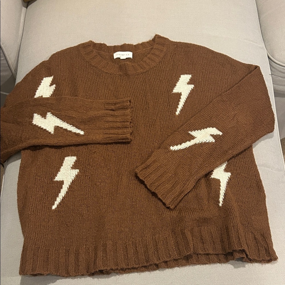 Promesa Boxy Fit Lightning Bolt Crewneck Sweater Women's Size M